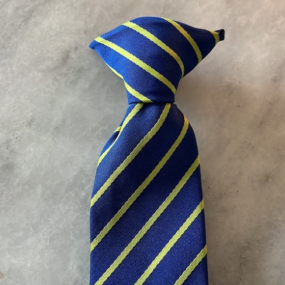 Navy & Neon Green Striped Baby Boys Clip On Tie - Picture 2 of 7